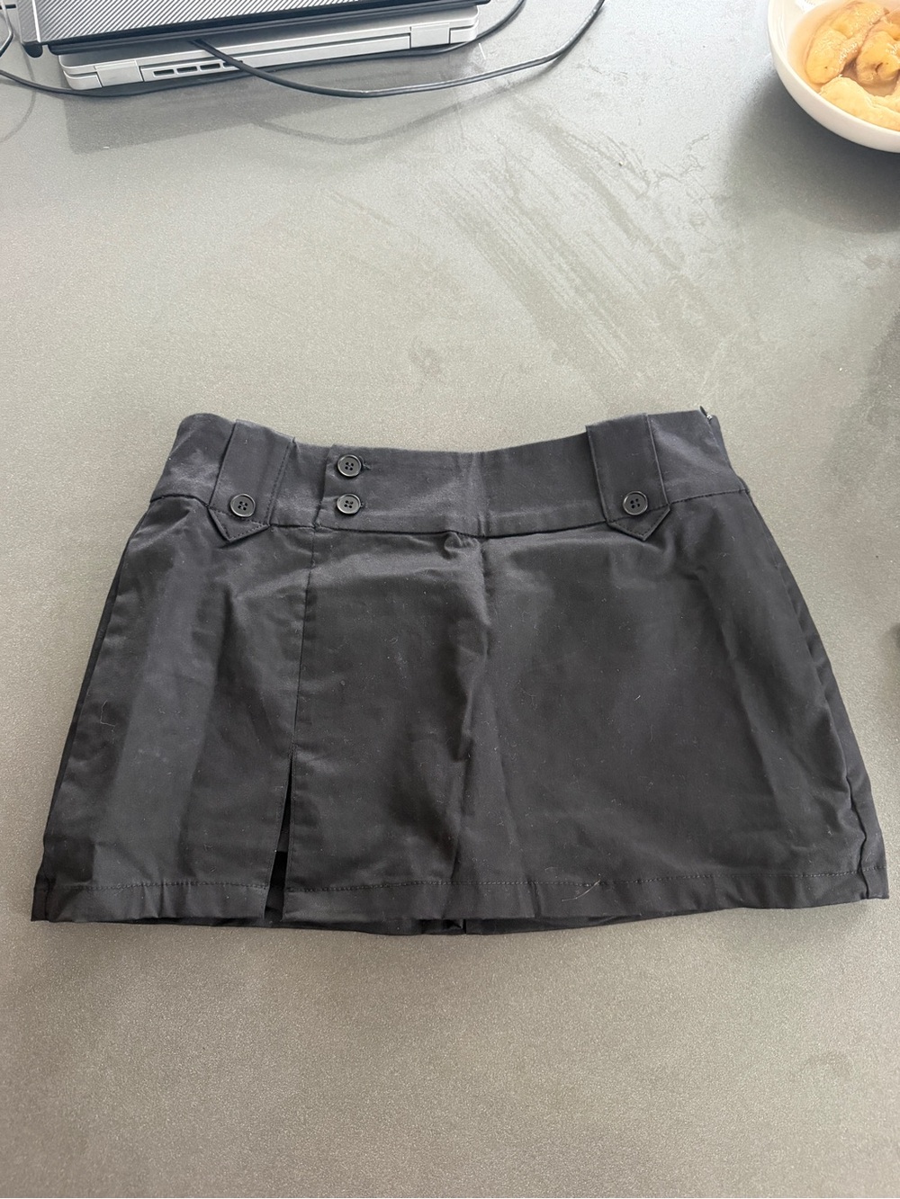 Tiger Mist Black Button-Detail Mini Skirt
